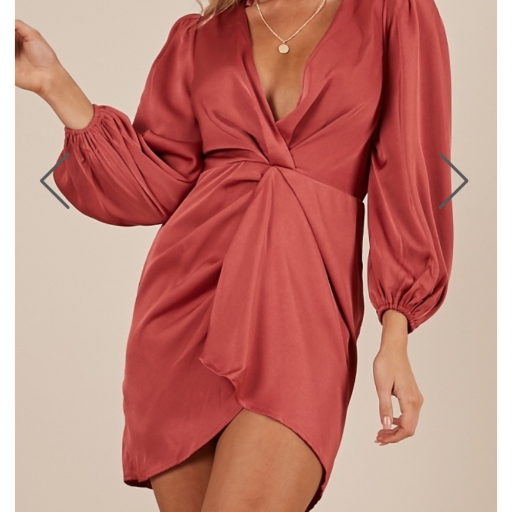 Blush long sleeve cocktail dress